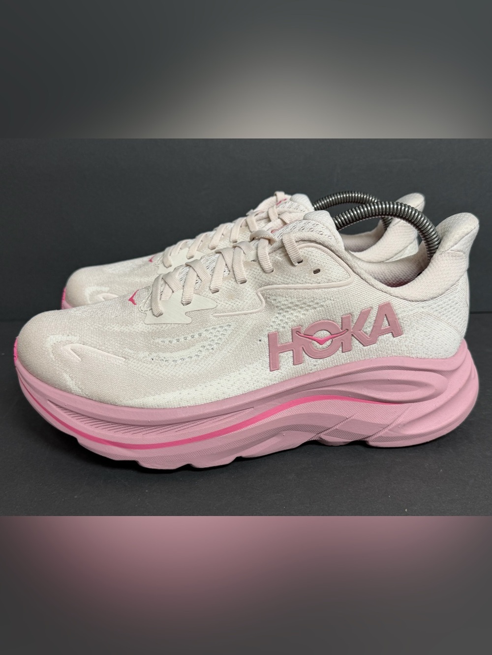 Hoka One One Clifton 10 Wide Womens Size 9D  Rose Cream/Dried Rose WORN ONCE